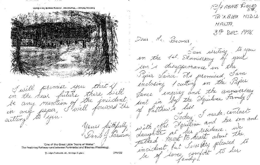 Hand written Letter from Denis Caruana Hand written Letter from Denis Caruana